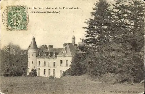 Ak Ploermel Morbihan, Chateau de La Touche-Larcher in Campeneac