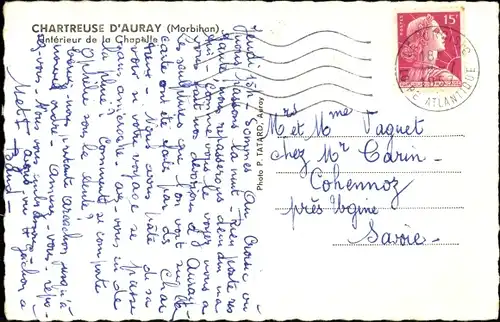 Ak Brech Morbihan, Chartreuse d'Auray, Innenraum der Kapelle