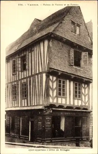 Ak Vannes-Morbihan, Haus Vannes und seine Frau