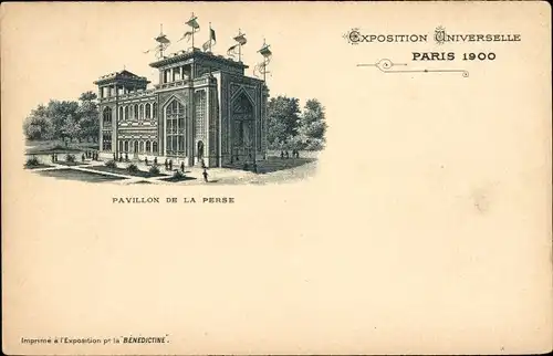 Litho Paris, Weltausstellung 1900, Pavillon von Persien