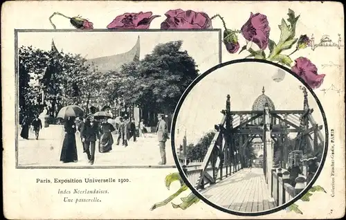 Ak Paris, Weltausstellung 1900, Niederländisch-Ostindien, Eine Fußgängerbrücke