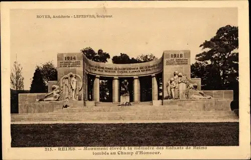Ak Reims Marne, Kriegerdenkmal