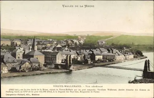 Ak Vireux Wallerand Ardennes, Ortsansicht, Brücke