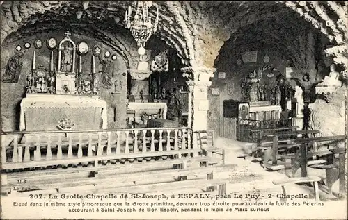 Ak Espaly Saint Marcel Le Puy en Velay Haute Loire, Kapelle St-Joseph, Grotte