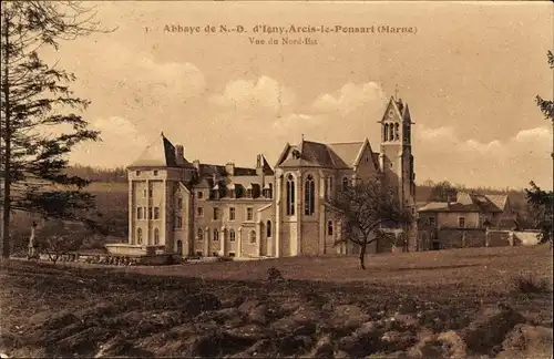 Ak Arcis le Ponsart Marne, Abtei Notre Dame d'Igny, Nordwestseite