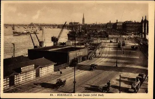Ak Bordeaux Gironde, Hafen, Südseite