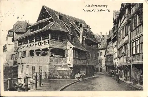 Ak Straßburg Elsass Bas Rhin, Alt-Straßburg, Gasse, Fachwerkhäuser