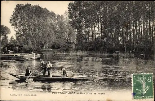 Ak Précy sur Oise, Angler, Ruderboot