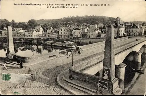 Ak Pont Sainte Maxence Oise, Brücke konstruiert von Perronet