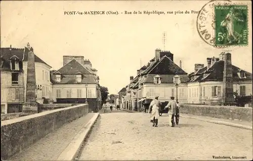 Ak Pont Sainte Maxence Oise, Rue de la Republique, Brücke