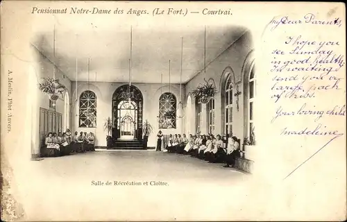 Ak Kortrijk Westflandern, Internat Notre Dame des Anges, Aufenthaltsraum