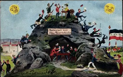 Ak Restaurant zum Alten Reserveknochen, Reserve hat Ruhe, Reservisten