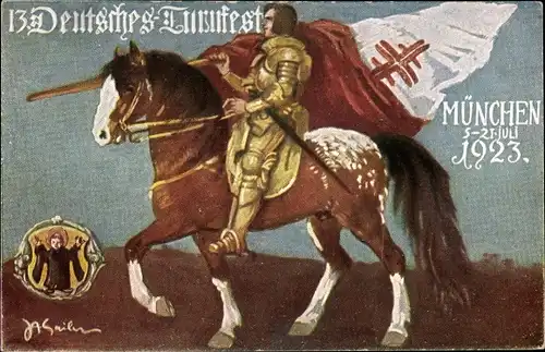 Künstler Ak Sailer, München Bayern, 13. Deutsches Turnfest 1923, Reiter, Kindl