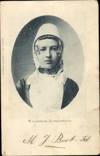 Ak Walchersche Kleederdracht, Niederländische Volkstracht, Junge Frau, Portrait