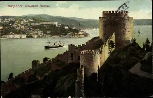 Ak Konstantinopel Istanbul Türkei, Roumeli Hissar, Dampfer