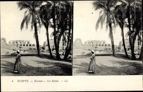 Stereo Ak Karnak Ägypten, Les Ruines