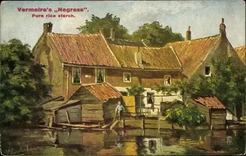 Künstler Ak Gerstenhauer, Johann Georg, niederländisches Dorfmotiv, Haus am Wasser