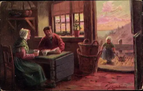 Künstler Ak Gerstenhauer, Johann Georg, Familie in niederländischer Tracht