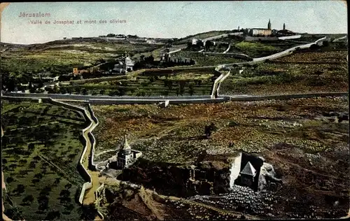 Ak Jerusalem Israel, Valle de Josaphat, Mont des Oliviers