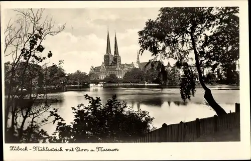 Ak Hansestadt Lübeck, Mühlenteich, Dom, Museum