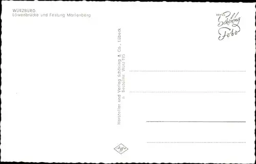 Ak Würzburg am Main Unterfranken, Löwenbrücke und Festung Marienberg