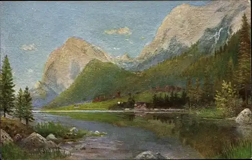 Künstler Ak Schnabel, H., Ramsau im Berchtesgadener Land Oberbayern, Hintersee