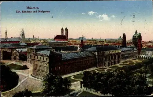 Ak München, Kgl. Residenz und Hofgarten