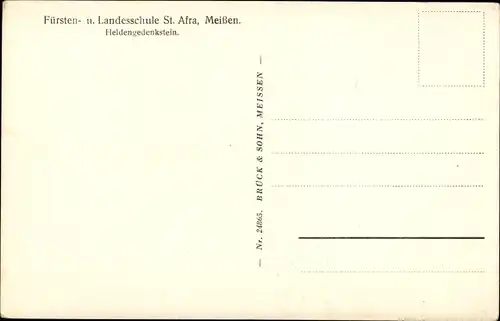 Ak Meißen an der Elbe, Fürsten- und Landesschule St. Afra, Heldengedenkstein