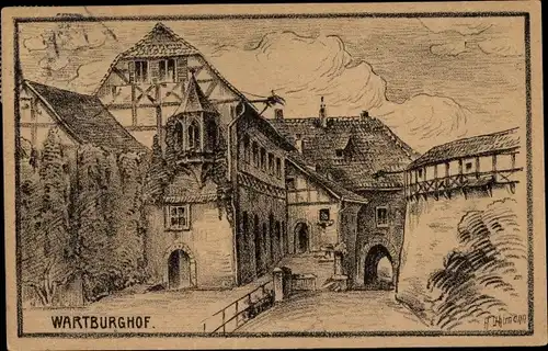 Künstler Ak Uhlmann, Lutherstadt Eisenach in Thüringen, Wartburghof