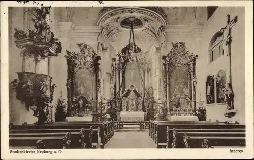 Ak Neuburg an der Donau Oberbayern, Studienkirche, Inneres