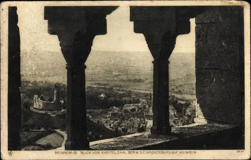 Ak Weinheim an der Bergstraße Baden, Blick vom Kapitelsaal der W.S.C. Wachenburg