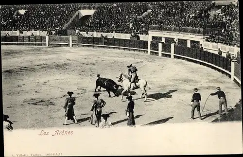 Ak Stierkampf-Arena, Torero, Helfer, Zuschauer, Stadion