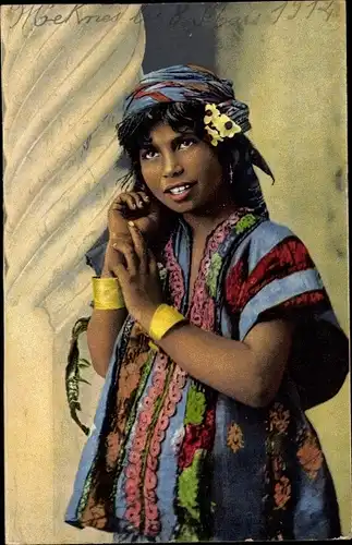 Ak Marokko, Araberin in Tracht, Portrait, Maghreb