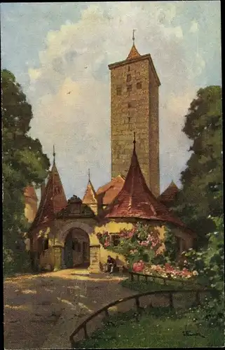 Künstler Ak Frank J., Rothenburg o. T., Burgtor