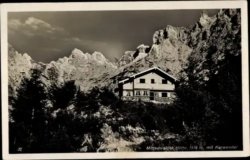 Ak Mittenwald in Oberbayern, Mittenwalder Hütte, Karwendel