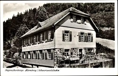 Ak Hornberg, Blick auf die Jugendherberge Hornberg, Schwarzwaldbahn