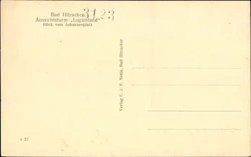 Ak Hitzacker an der Elbe, Aussichtsturm Luginsland vom Johannesplatz