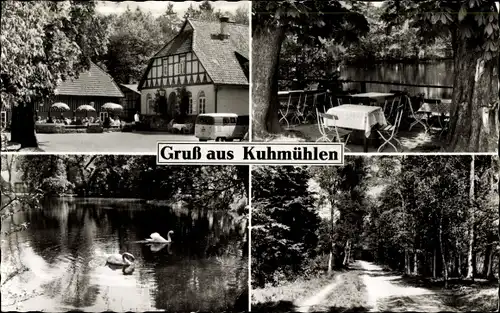 Ak Kuhmühlen Groß Meckelsen, Gasthaus zur Klostermühle, Inh. W. Behrens, Terrasse am See