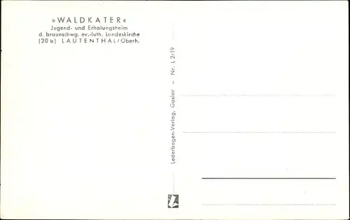 Ak Lautenthal Langelsheim im Oberharz, Jugendheim Waldkater