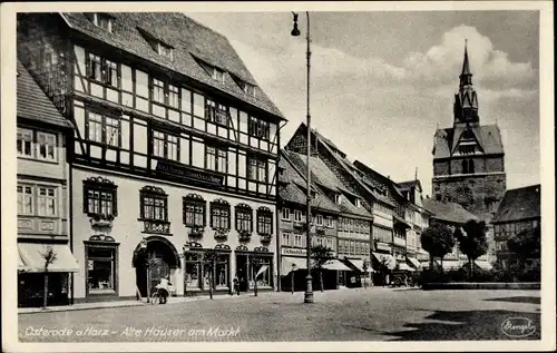 Ak Osterode am Harz, Alte Häuser, Markt