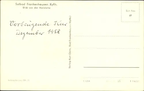 Ak Bad Frankenhausen im Kyffhäuserkreis, Blick von der Hainleite