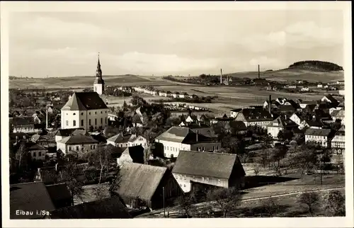 Ak Eibau in Sachsen, Blick auf den Ort, Felder, Kirche, Häuser