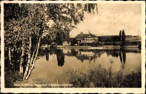 Ak Paulsdorf Dippoldiswalde im Osterzgebirge, Uferpartie mit Haus Seeblick