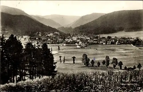 Ak Tabarz Thüringer Wald, Gesamtansicht, Ort, Felder