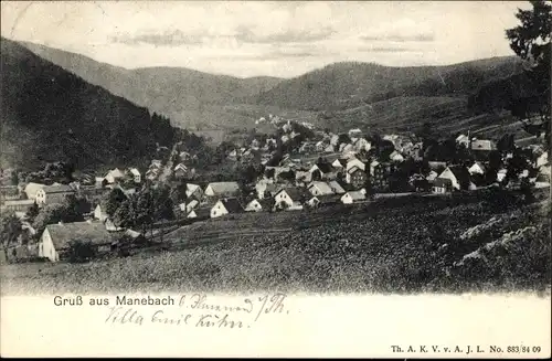 Ak Manebach Ilmenau in Thüringen, Blick zum Ort