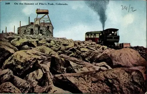 Ak Colorado Springs Colorado USA, Auf dem Gipfel des Pike's Peak