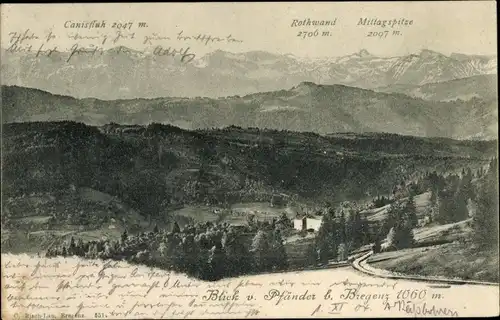 Ak Bregenz am Bodensee Vorarlberg, Blick von Pfänder, Canisfluh, Rothwand, Mittagspitze