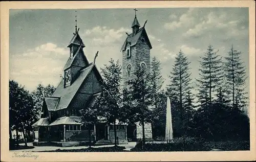 Ak Karpacz Górny Brückenberg Krummhübel Riesengebirge Schlesien, Kirche Wang