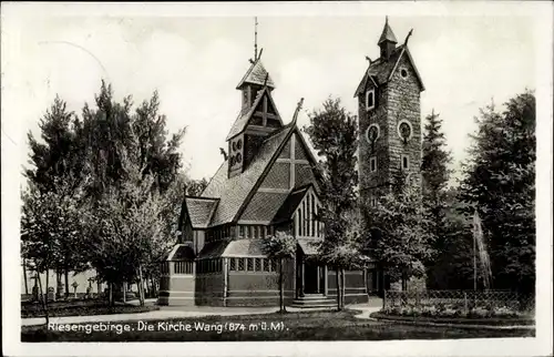Ak Karpacz Górny Brückenberg Krummhübel Riesengebirge Schlesien, Kirche Wang
