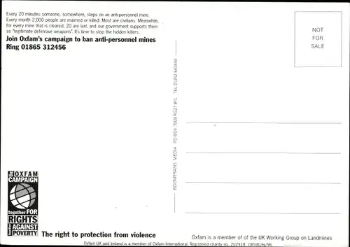 Ak Oxfam-Kampagne zum Verbot von Antipersonenminen